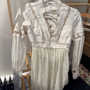 Free People Cream Lace Mini Dress